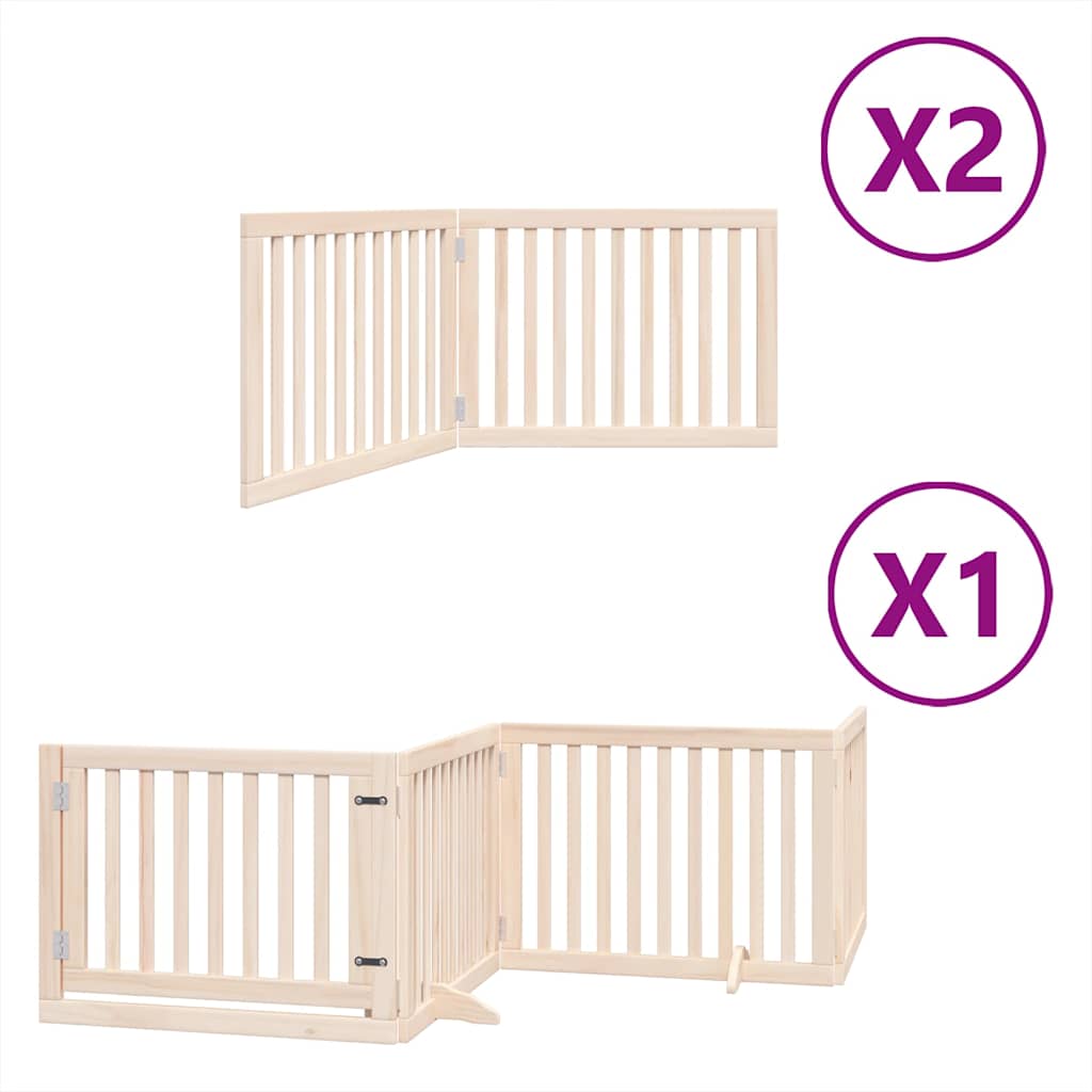 Dog Gate with Door Foldable 8 Panels 640 cm Poplar Wood