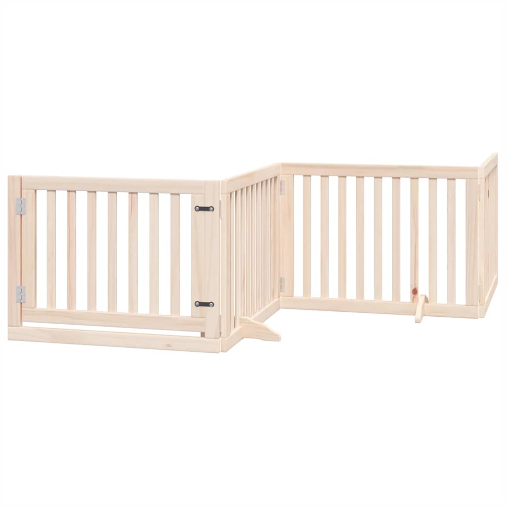 Dog Gate with Door Foldable 8 Panels 640 cm Poplar Wood