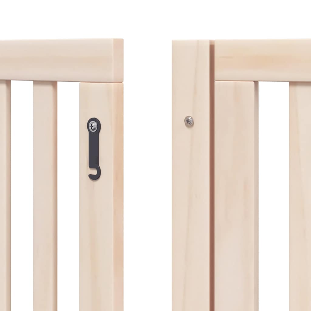 Dog Gate with Door Foldable 8 Panels 640 cm Poplar Wood