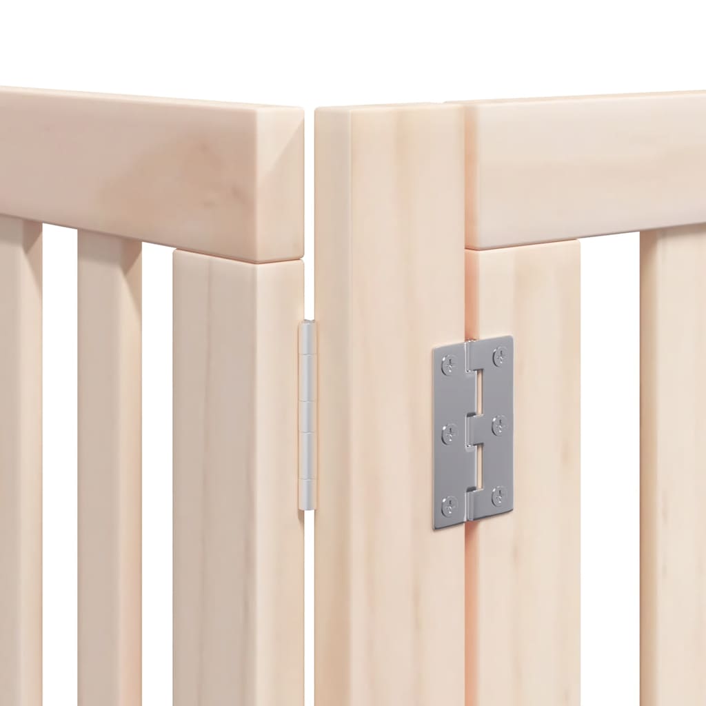 Dog Gate with Door Foldable 8 Panels 640 cm Poplar Wood