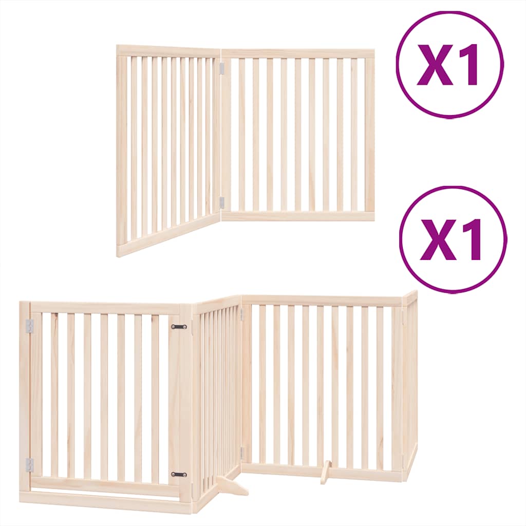 Dog Gate with Door Foldable 6 Panels 480 cm Poplar Wood