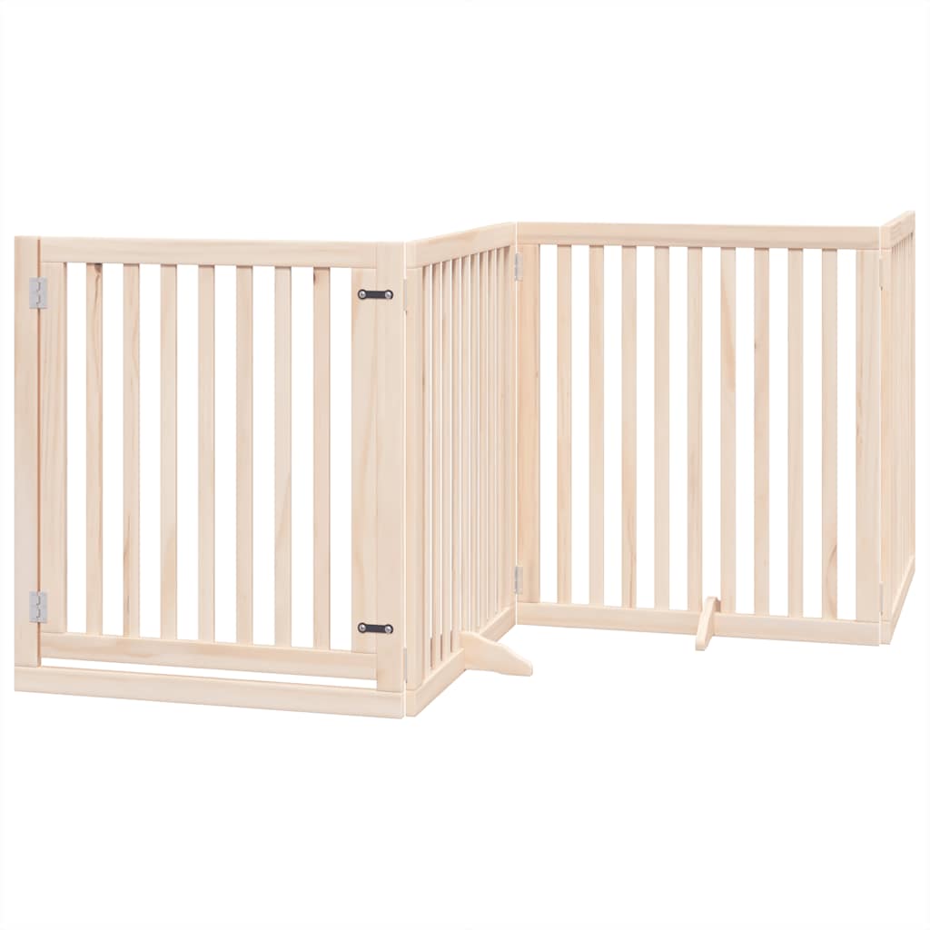 Dog Gate with Door Foldable 8 Panels 640 cm Poplar Wood
