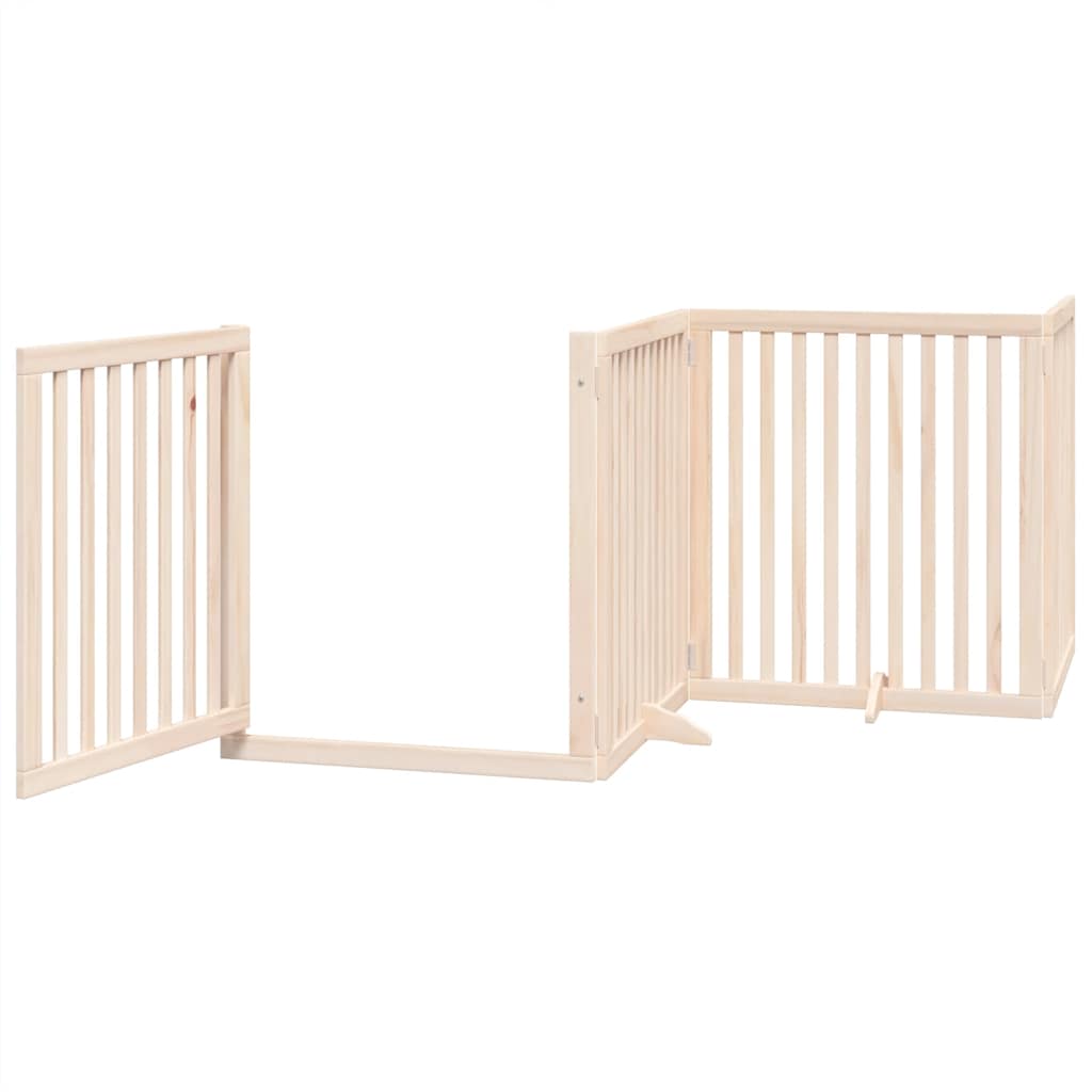 Dog Gate with Door Foldable 8 Panels 640 cm Poplar Wood