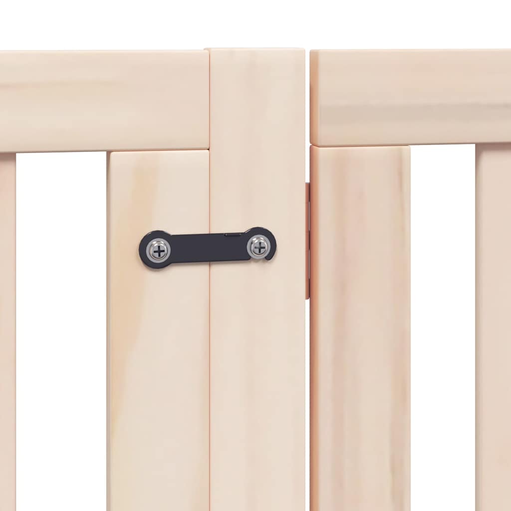 Dog Gate with Door Foldable 8 Panels 640 cm Poplar Wood