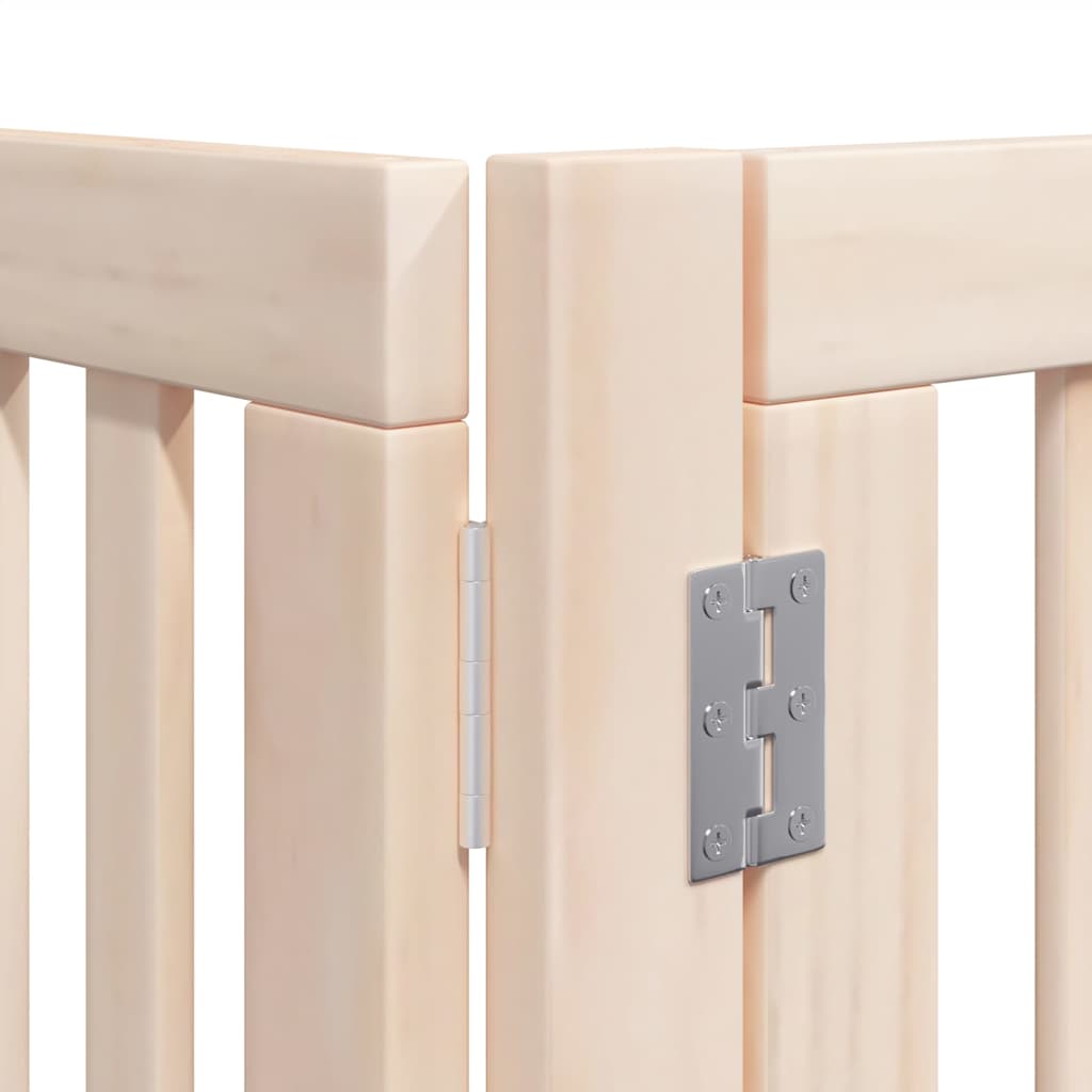 Dog Gate with Door Foldable 8 Panels 640 cm Poplar Wood