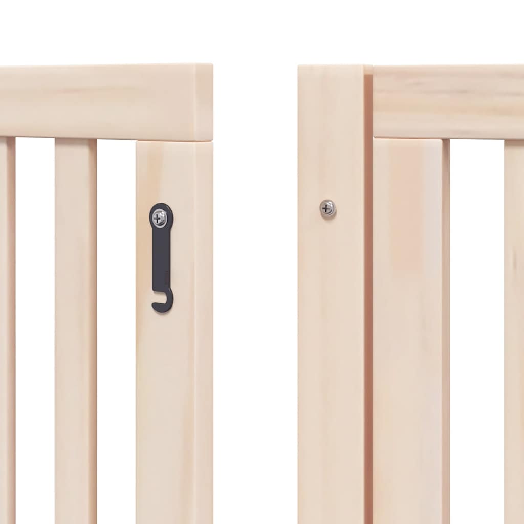 Dog Gate with Door Foldable 8 Panels 640 cm Poplar Wood