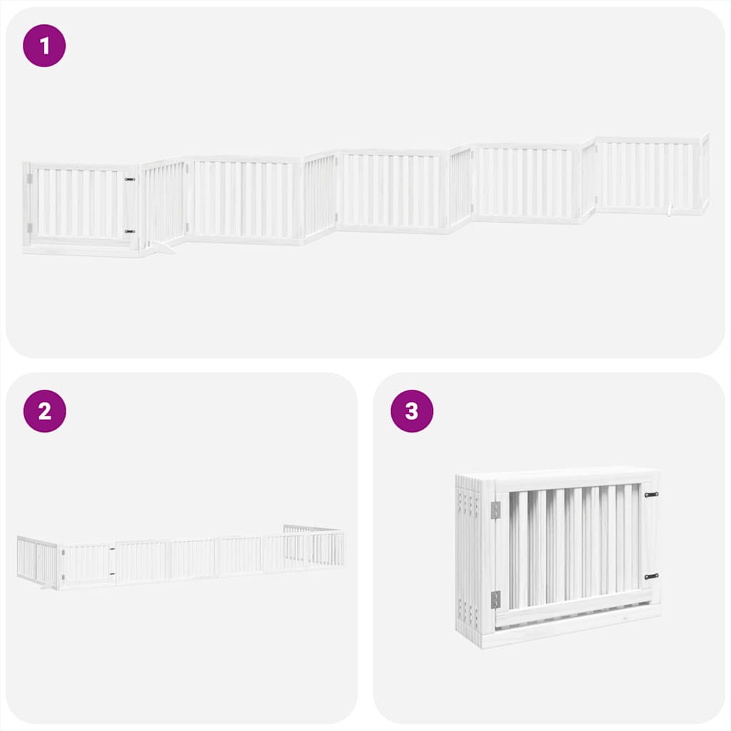 Dog Gate with Door Foldable 10 Panels White 800 cm Poplar Wood