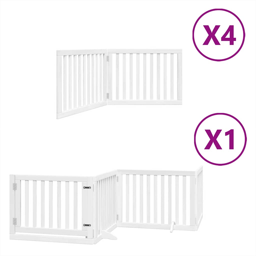 Dog Gate with Door Foldable 12 Panels White 960 cm Poplar Wood