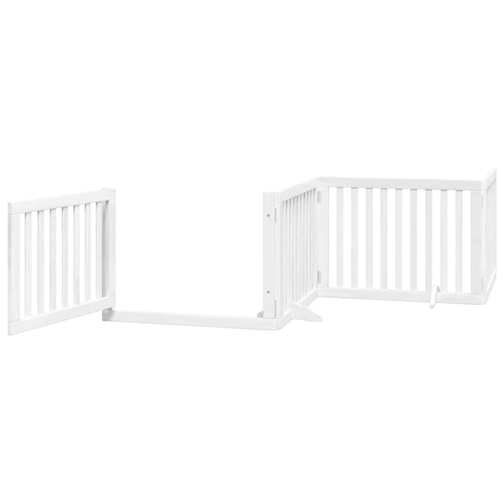 Dog Gate with Door Foldable 12 Panels White 960 cm Poplar Wood