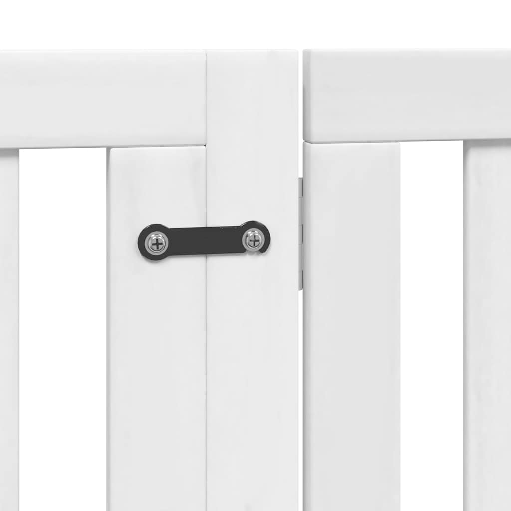 Dog Gate with Door Foldable 12 Panels White 960 cm Poplar Wood