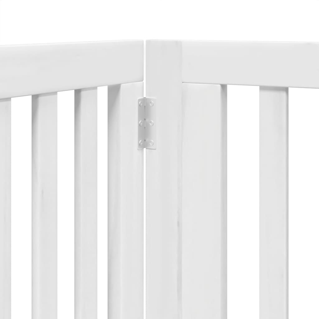 Dog Gate with Door Foldable 12 Panels White 960 cm Poplar Wood