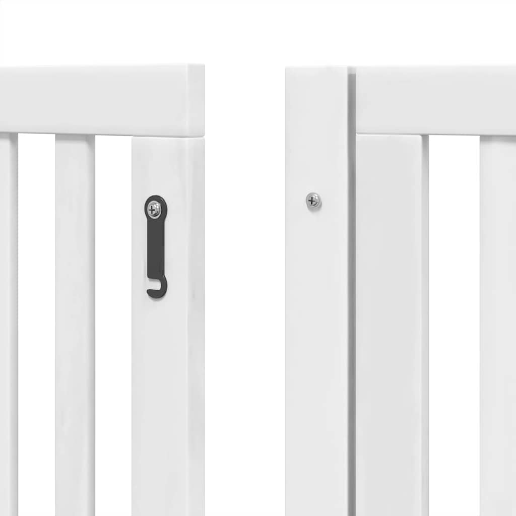 Dog Gate with Door Foldable 12 Panels White 960 cm Poplar Wood