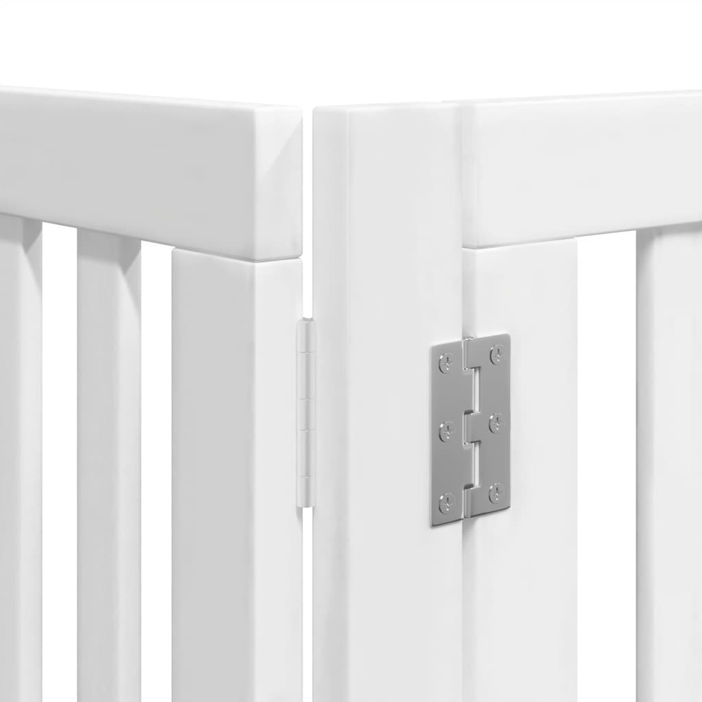 Dog Gate with Door Foldable 12 Panels White 960 cm Poplar Wood