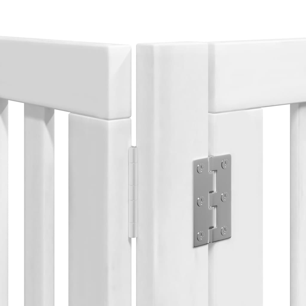 Dog Gate with Door Foldable 6 Panels White 480 cm Poplar Wood