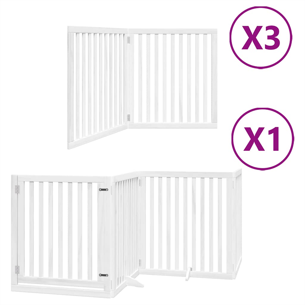Dog Gate with Door Foldable 10 Panels White 800 cm Poplar Wood