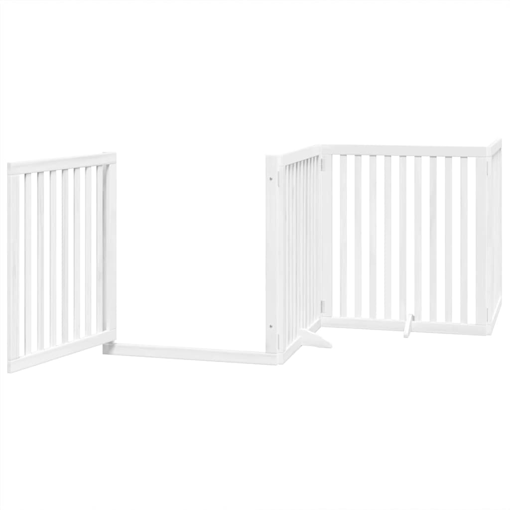 Dog Gate with Door Foldable 10 Panels White 800 cm Poplar Wood