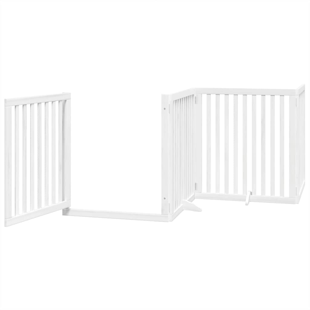 Dog Gate with Door Foldable 12 Panels White 960 cm Poplar Wood
