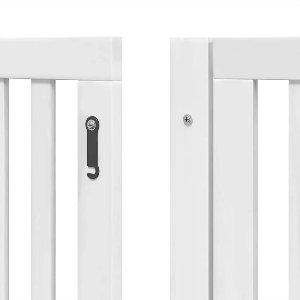Dog Gate with Door Foldable 12 Panels White 960 cm Poplar Wood