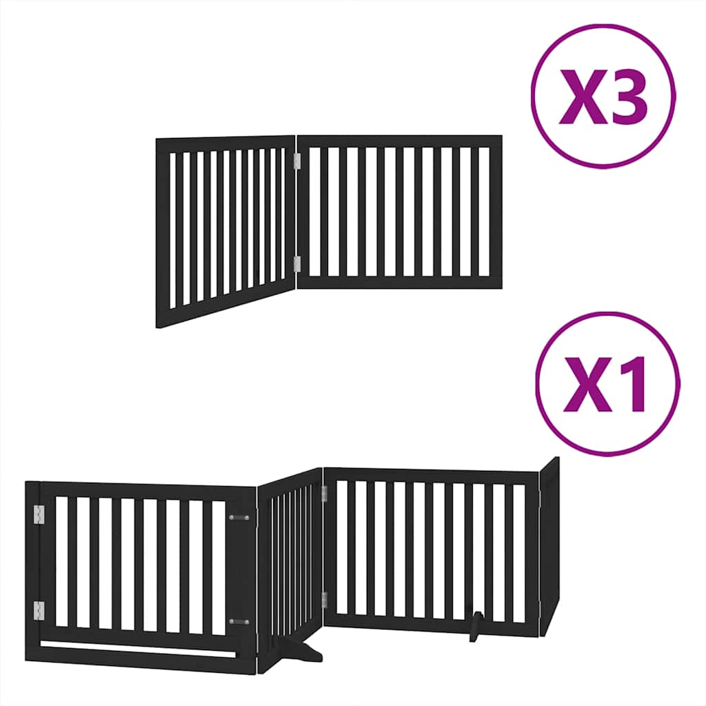 Dog Gate with Door Foldable 10 Panels Black 800 cm Poplar Wood