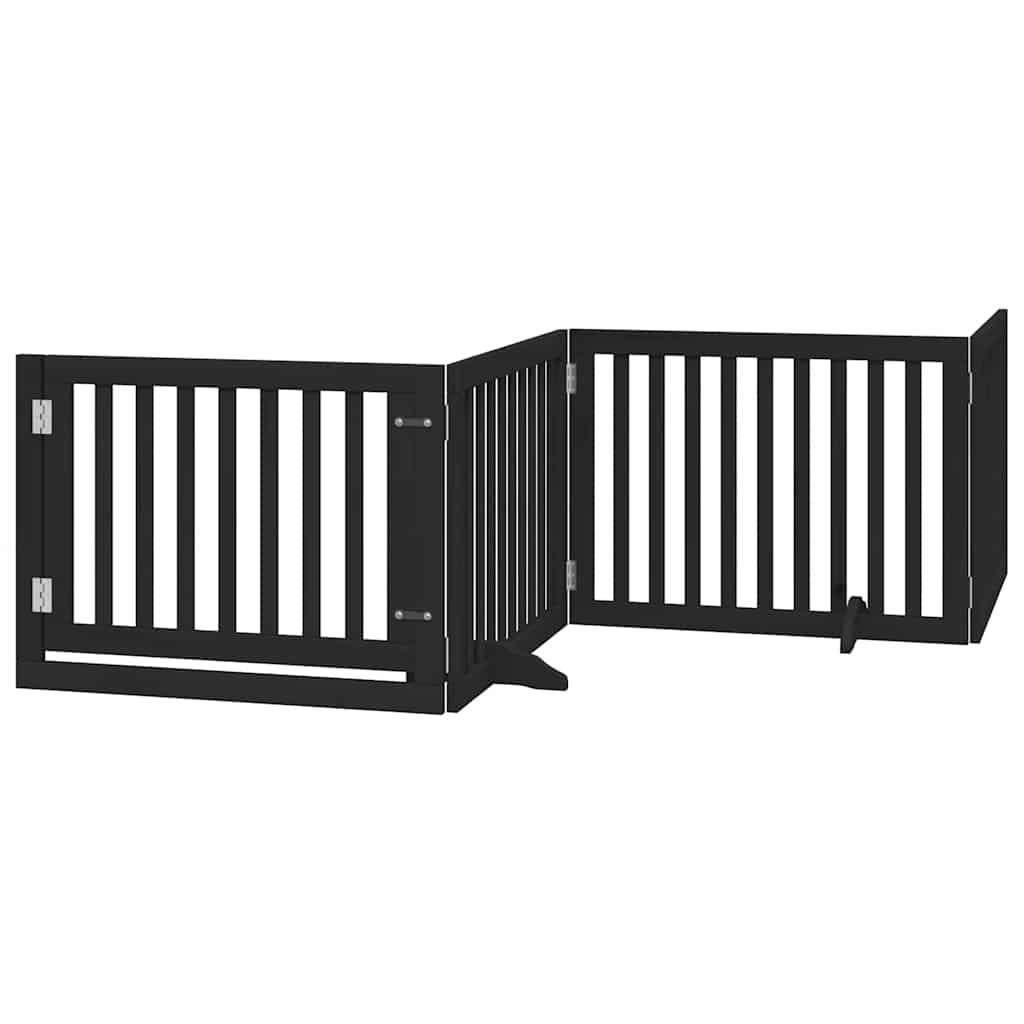 Dog Gate with Door Foldable 10 Panels Black 800 cm Poplar Wood