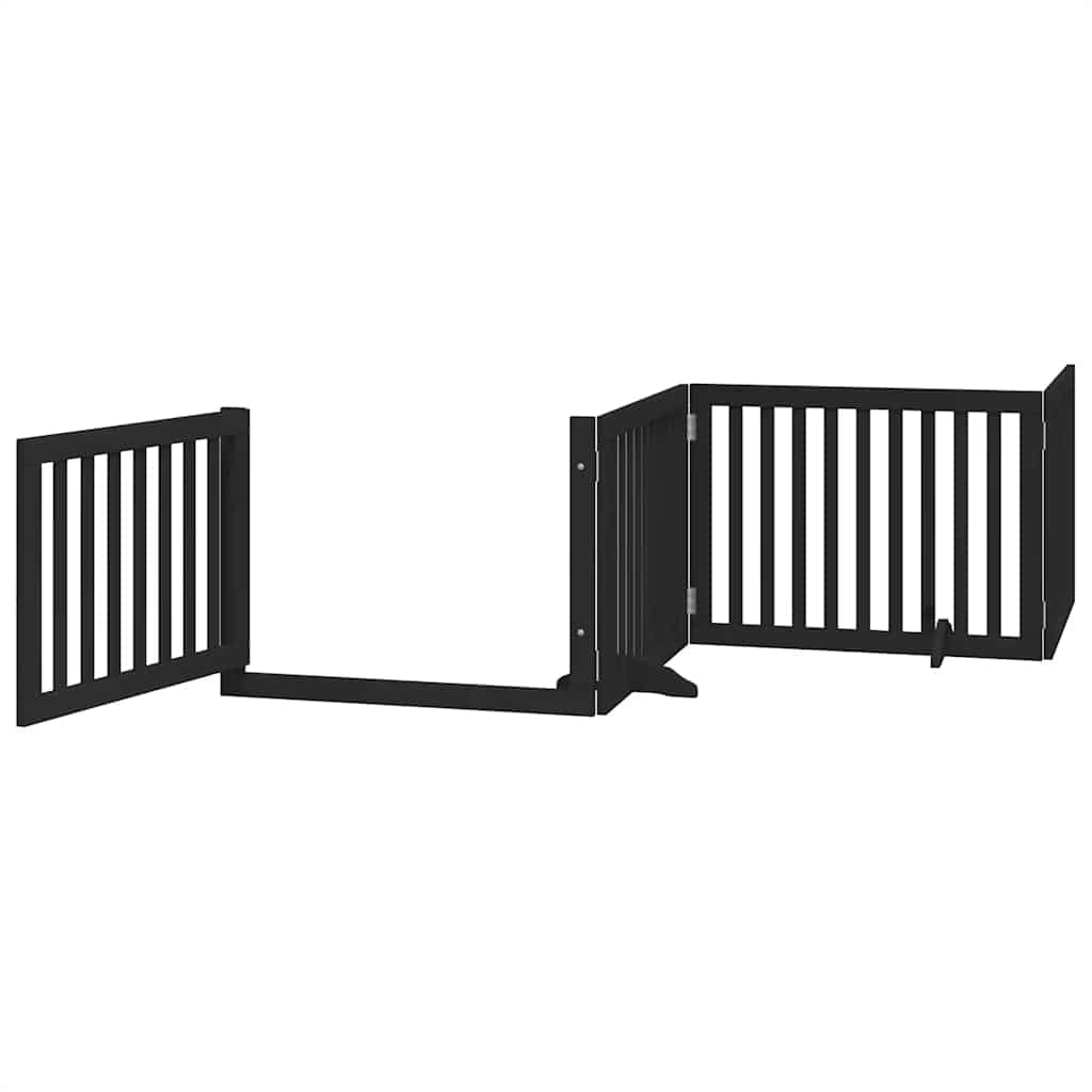 Dog Gate with Door Foldable 10 Panels Black 800 cm Poplar Wood