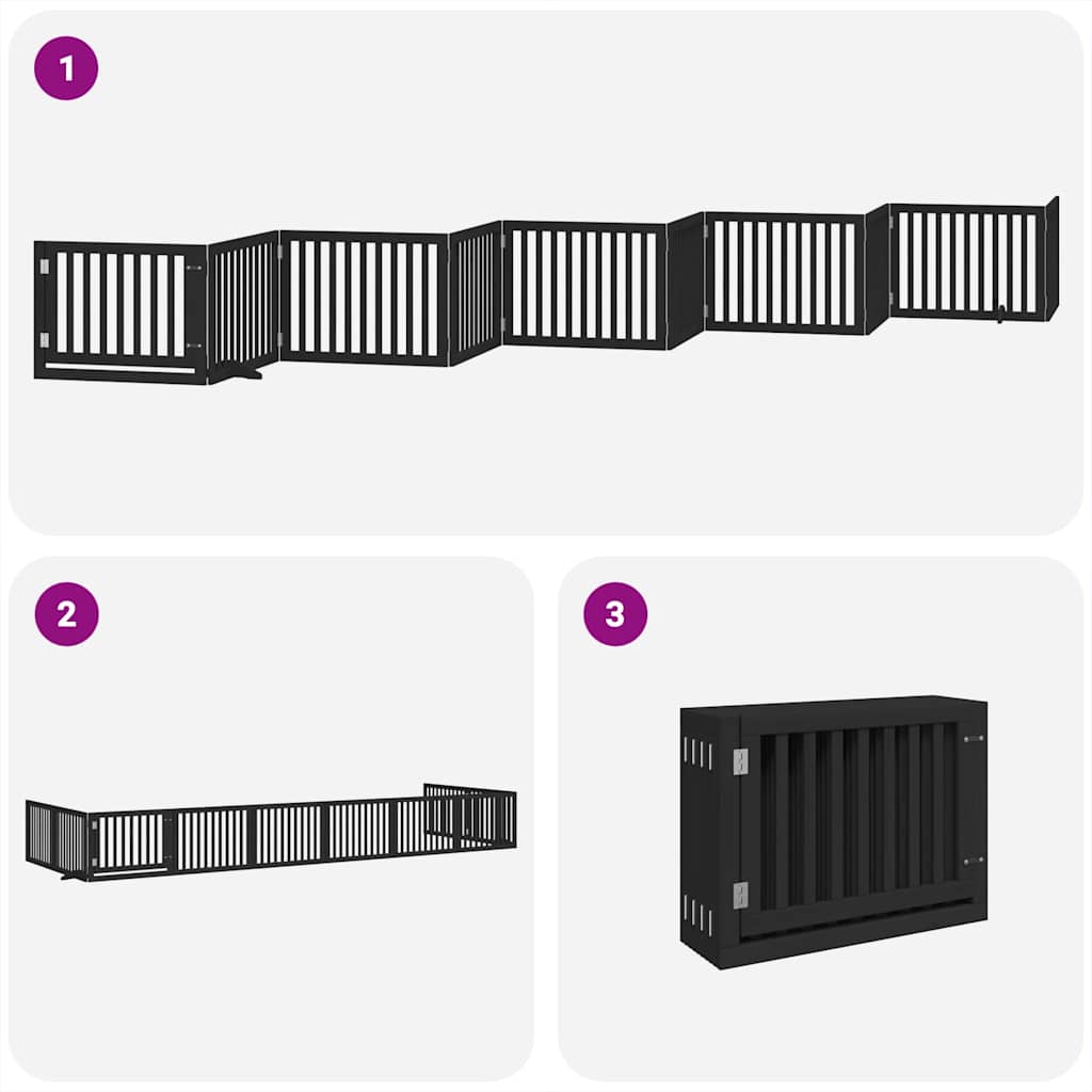 Dog Gate with Door Foldable 10 Panels Black 800 cm Poplar Wood