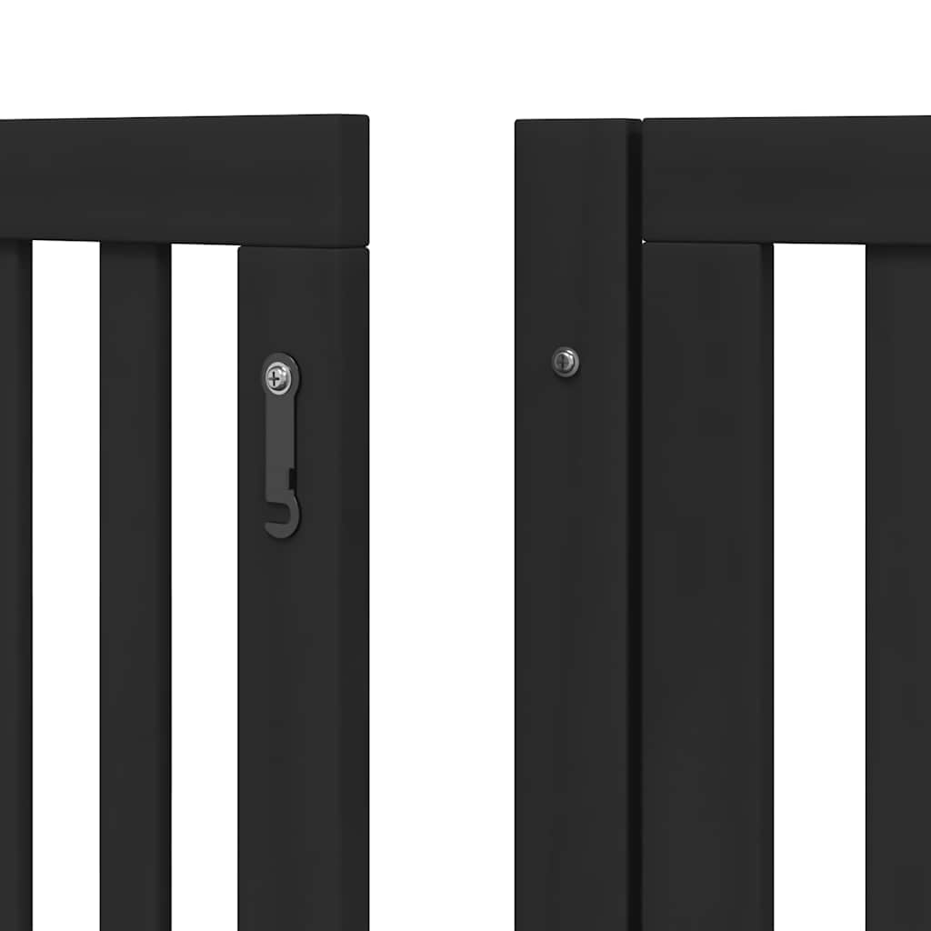 Dog Gate with Door Foldable 10 Panels Black 800 cm Poplar Wood