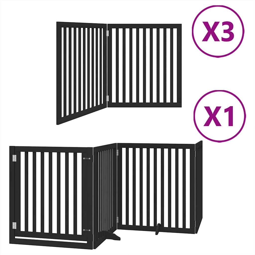Dog Gate with Door Foldable 10 Panels Black 800 cm Poplar Wood