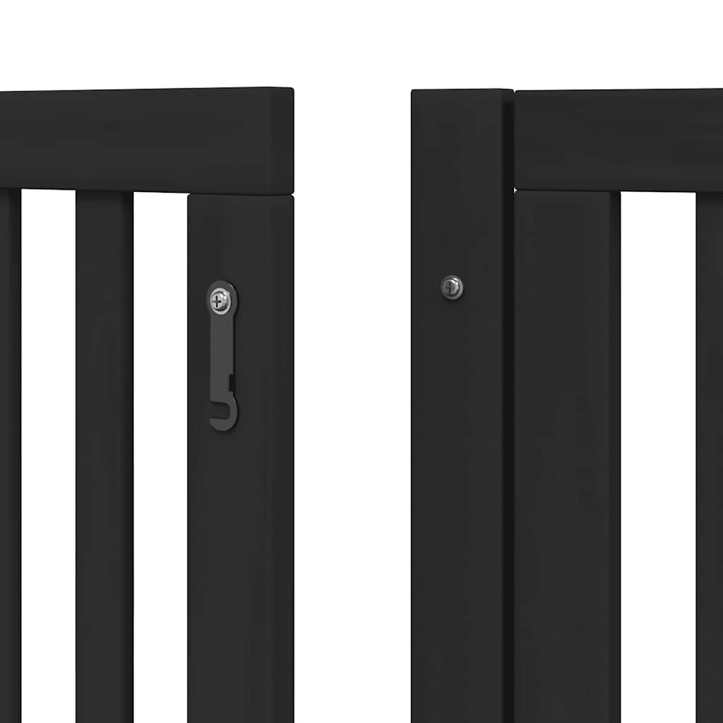 Dog Gate with Door Foldable 10 Panels Black 800 cm Poplar Wood