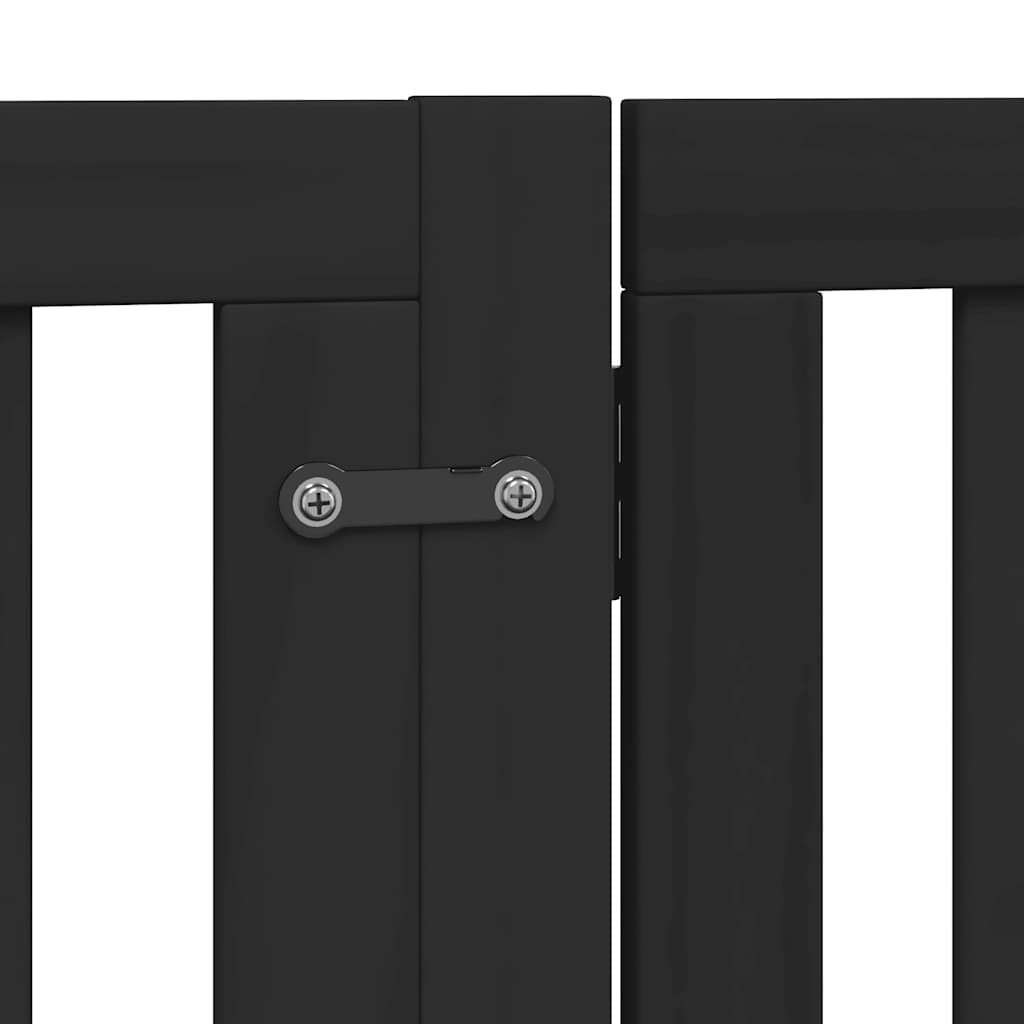 Dog Gate with Door Foldable 12 Panels Black 960 cm Poplar Wood