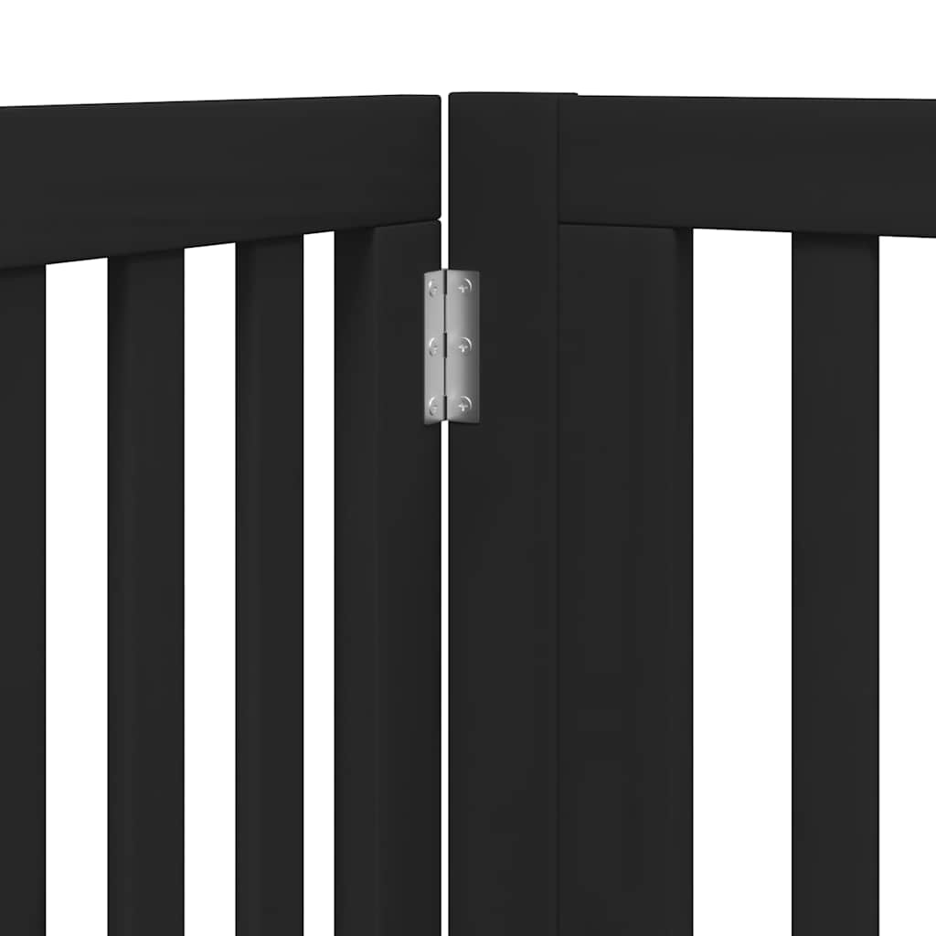 Dog Gate with Door Foldable 12 Panels Black 960 cm Poplar Wood