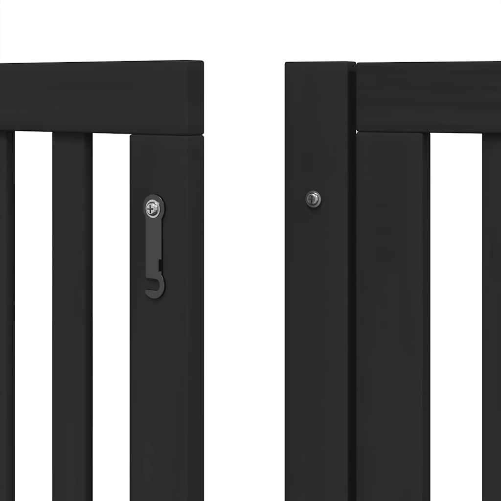 Dog Gate with Door Foldable 12 Panels Black 960 cm Poplar Wood