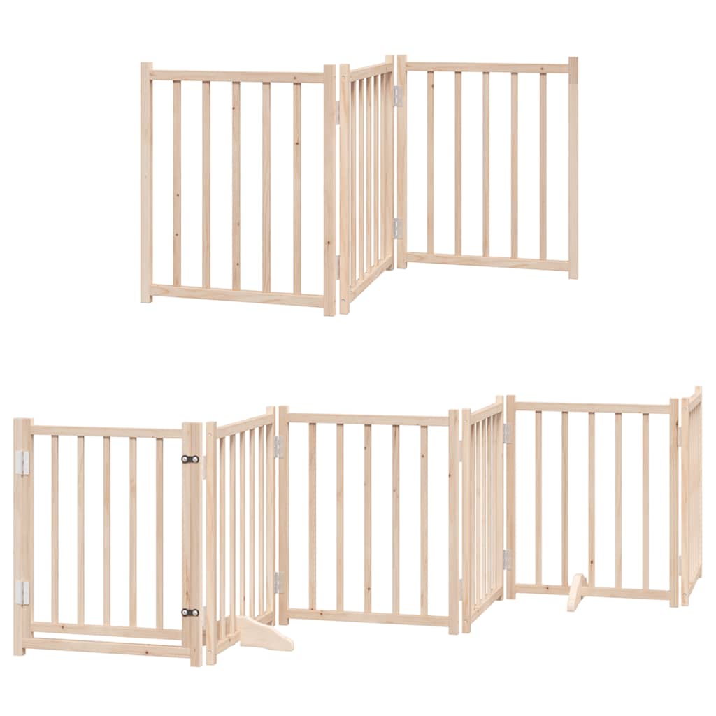 Dog Gate with Door Foldable 9 Panels 450 cm Poplar Wood