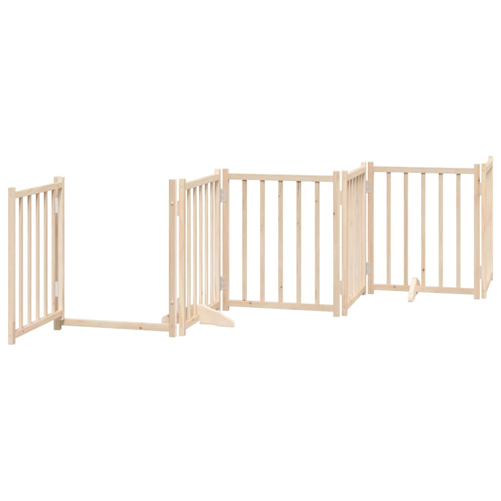 Dog Gate with Door Foldable 9 Panels 450 cm Poplar Wood
