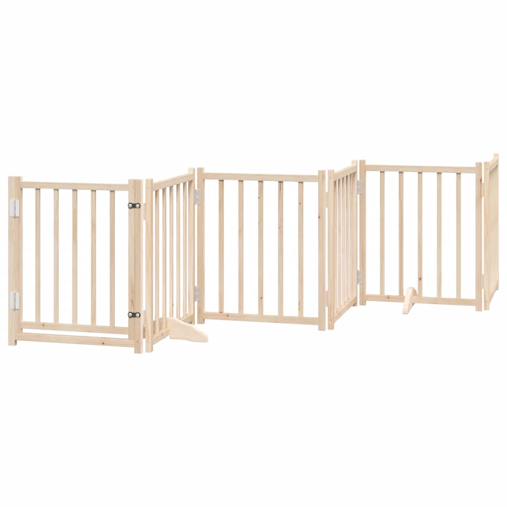 Dog Gate with Door Foldable 15 Panels 750 cm Poplar Wood