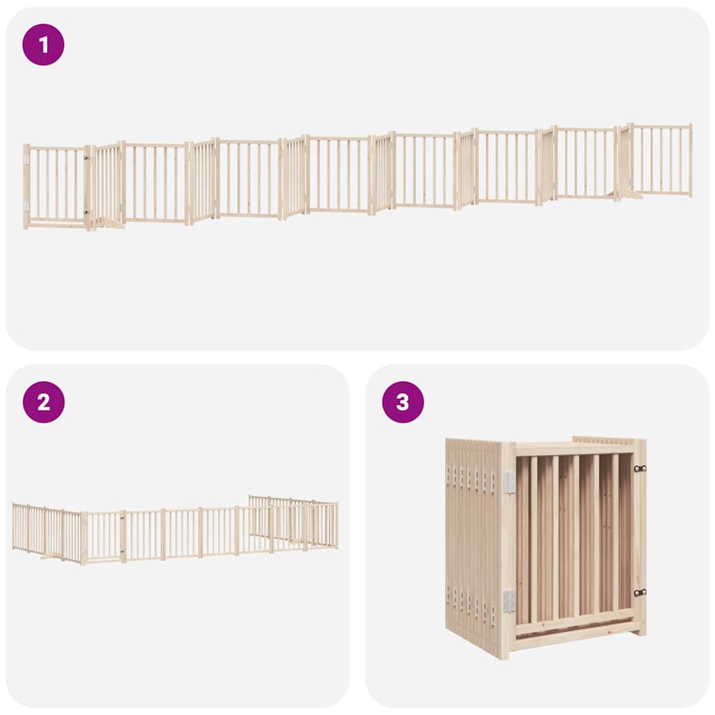Dog Gate with Door Foldable 15 Panels 750 cm Poplar Wood