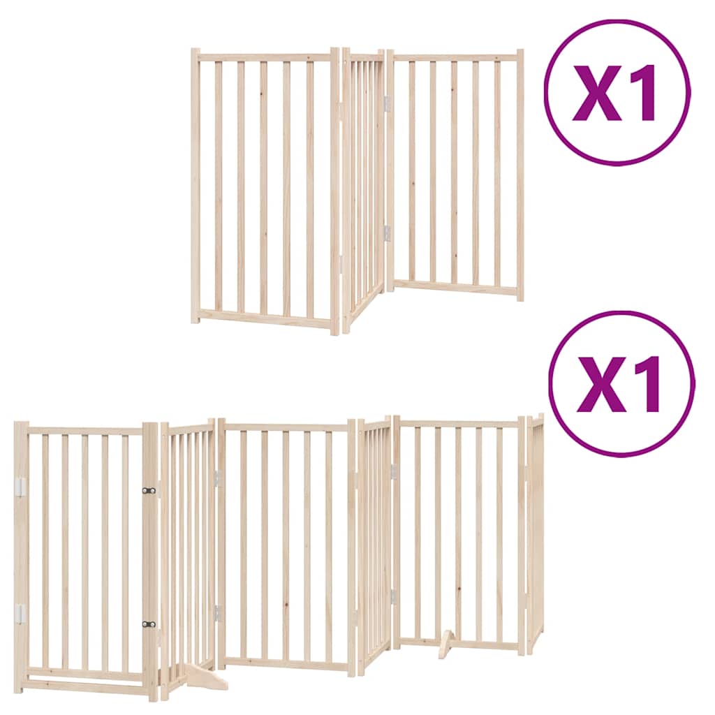 Dog Gate with Door Foldable 9 Panels 450 cm Poplar Wood