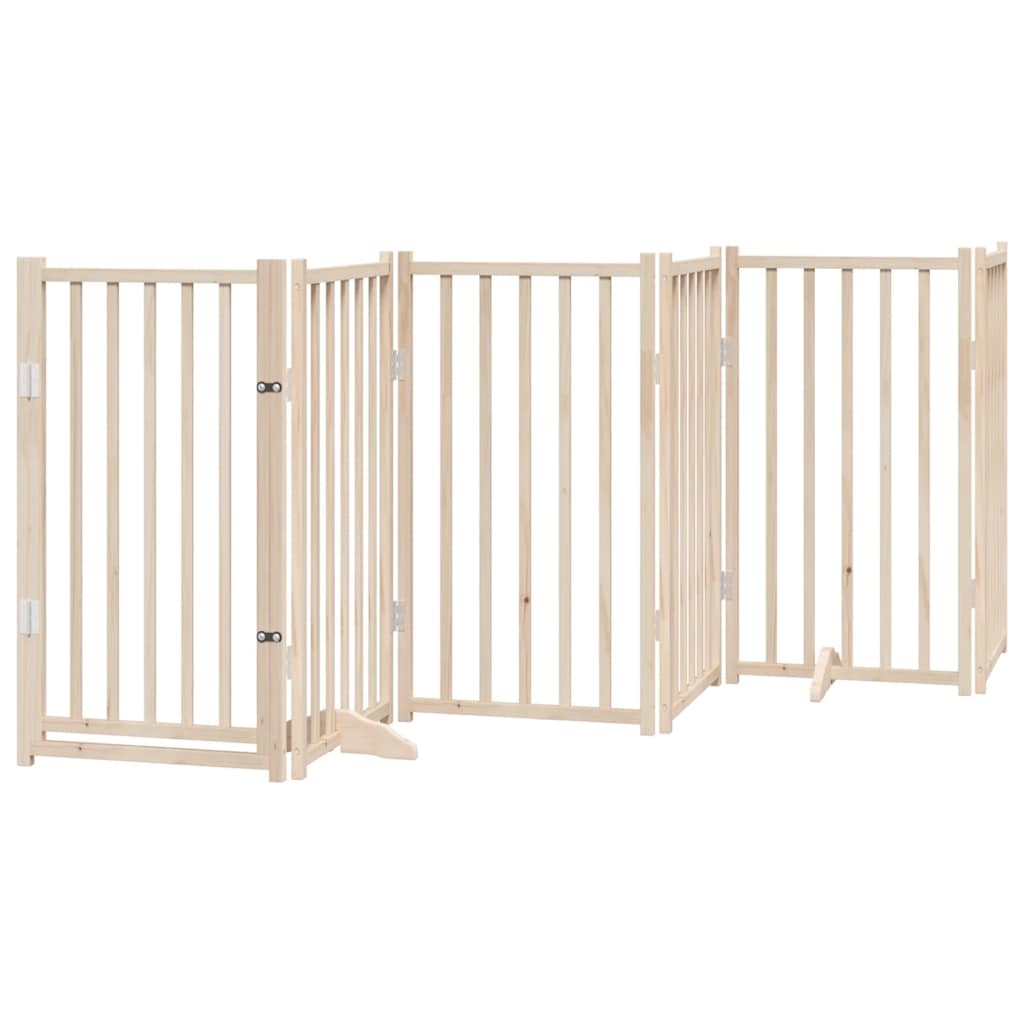 Dog Gate with Door Foldable 9 Panels 450 cm Poplar Wood
