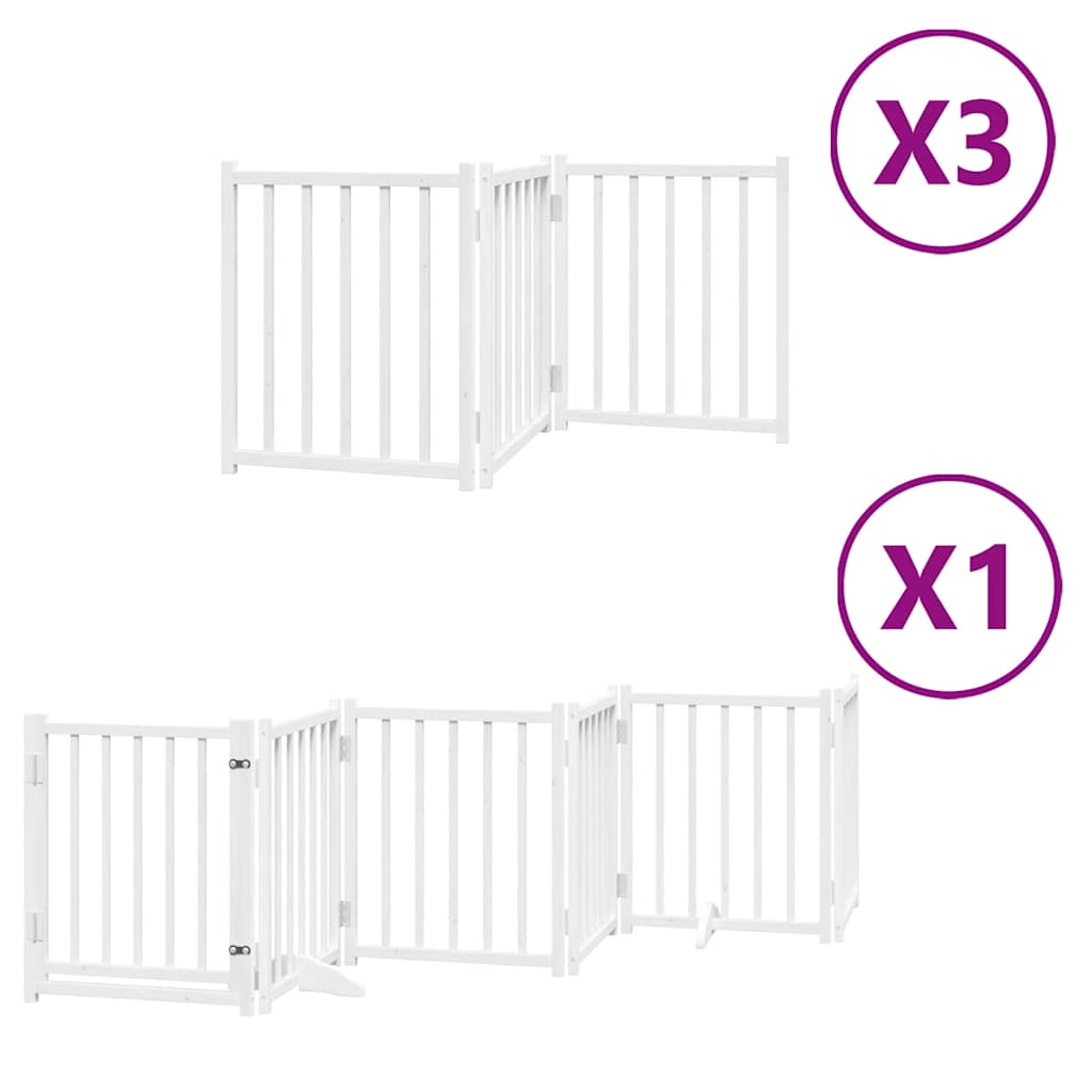 Dog Gate with Door Foldable 15 Panels White 750 cm Poplar Wood