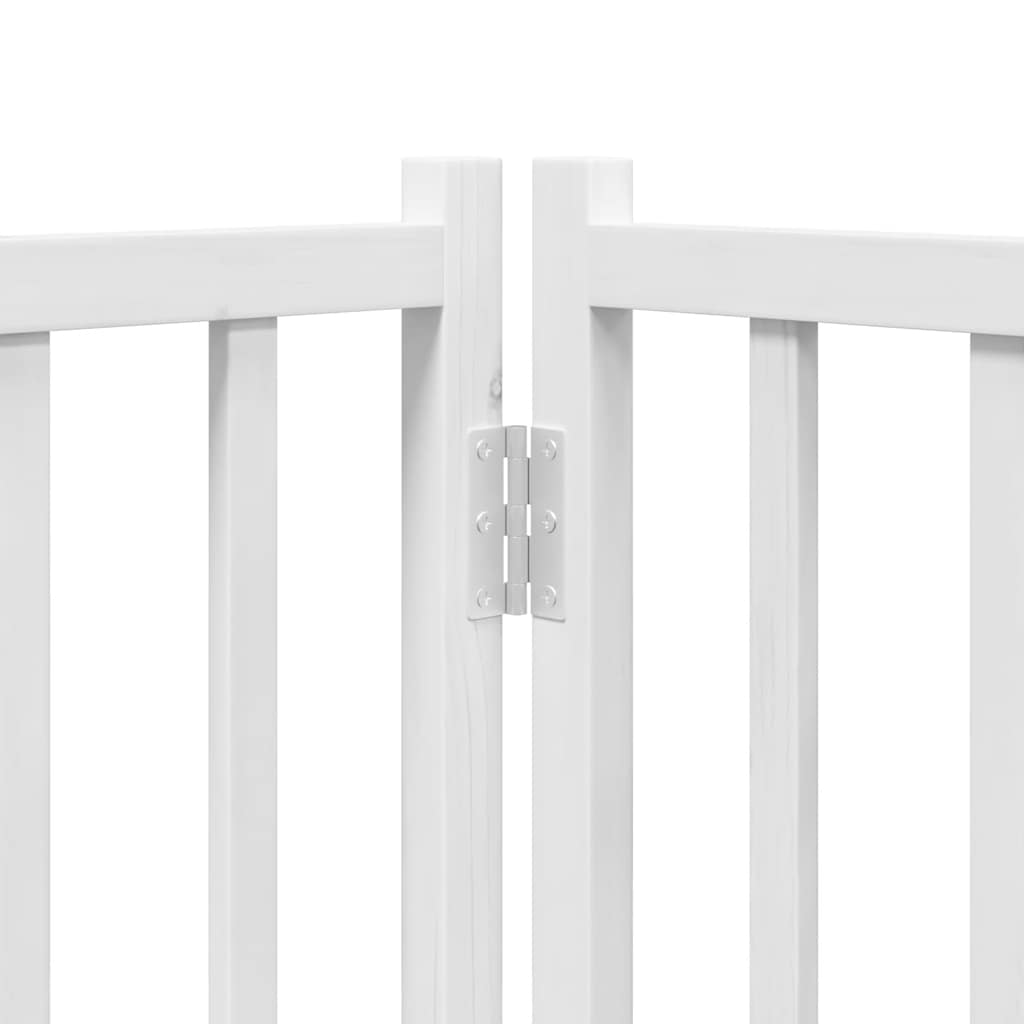 Dog Gate with Door Foldable 9 Panels White 450 cm Poplar Wood