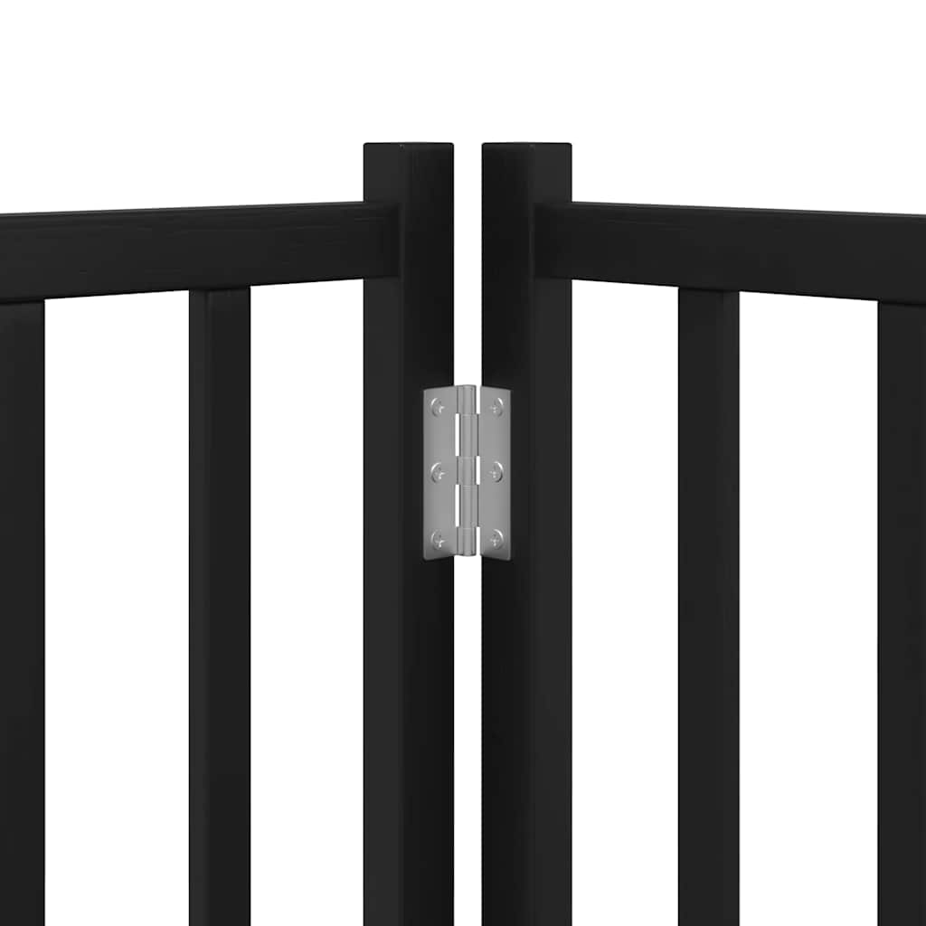 Dog Gate with Door Foldable 9 Panels Black 450 cm Poplar Wood