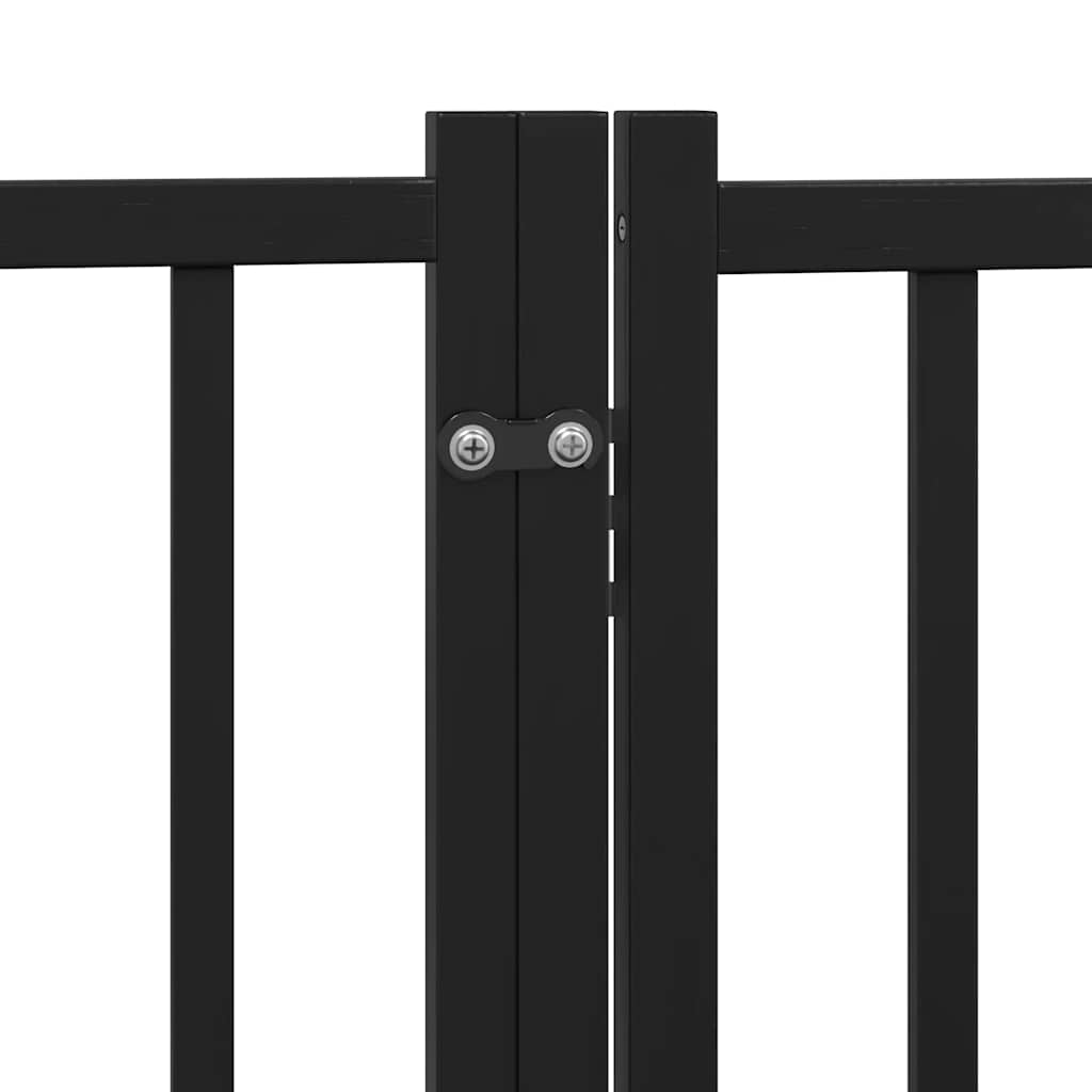 Dog Gate with Door Foldable 12 Panels Black 600 cm Poplar Wood