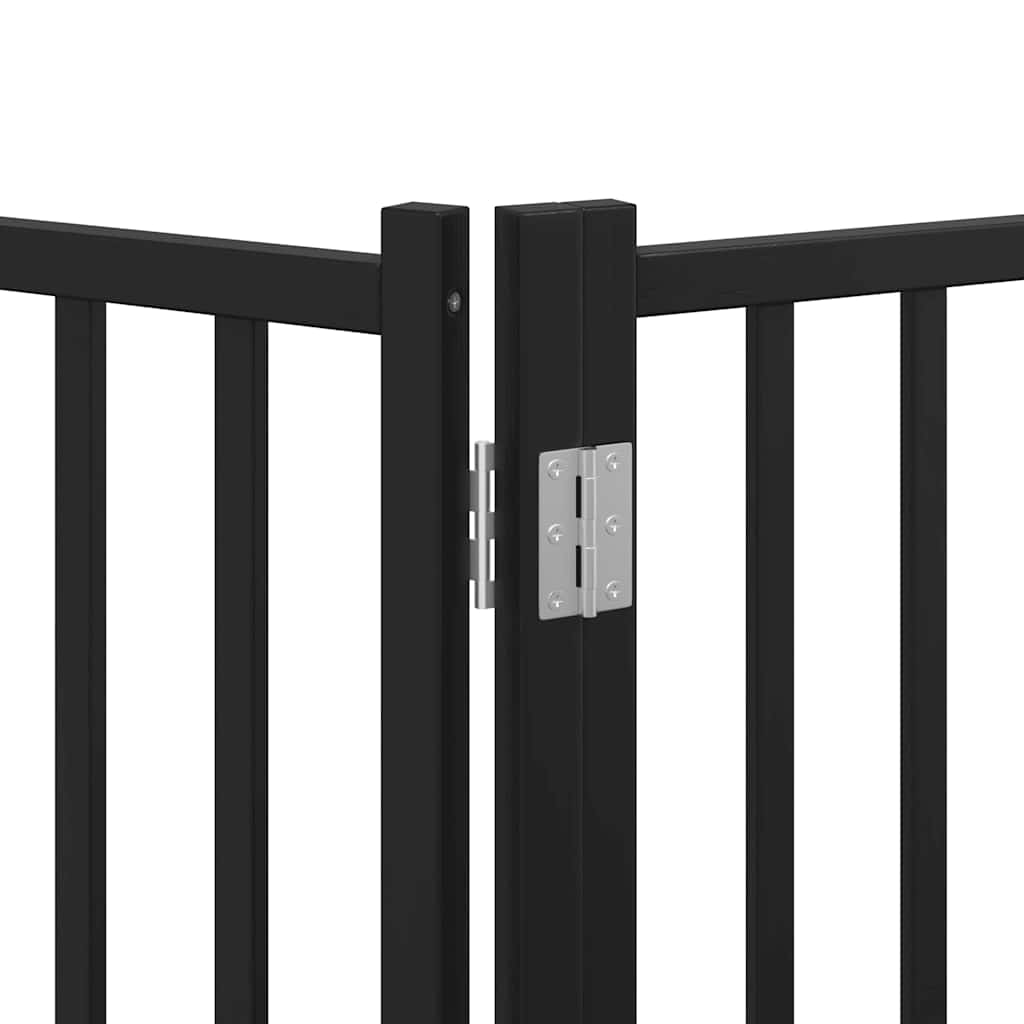 Dog Gate with Door Foldable 12 Panels Black 600 cm Poplar Wood