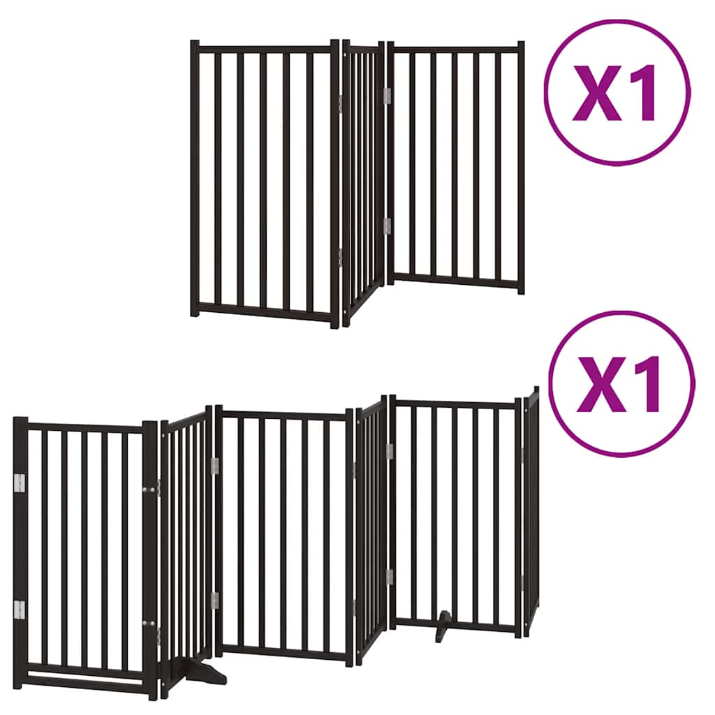 Dog Gate with Door Foldable 9 Panels Black 450 cm Poplar Wood
