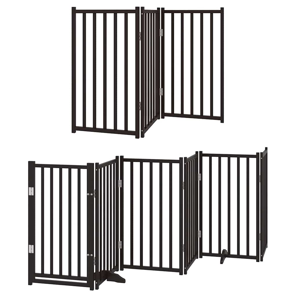 Dog Gate with Door Foldable 9 Panels Black 450 cm Poplar Wood