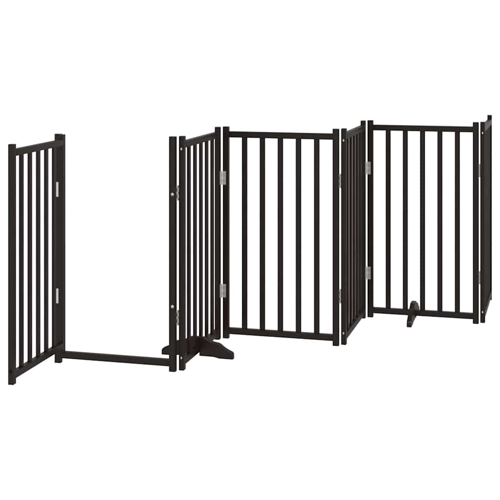 Dog Gate with Door Foldable 9 Panels Black 450 cm Poplar Wood