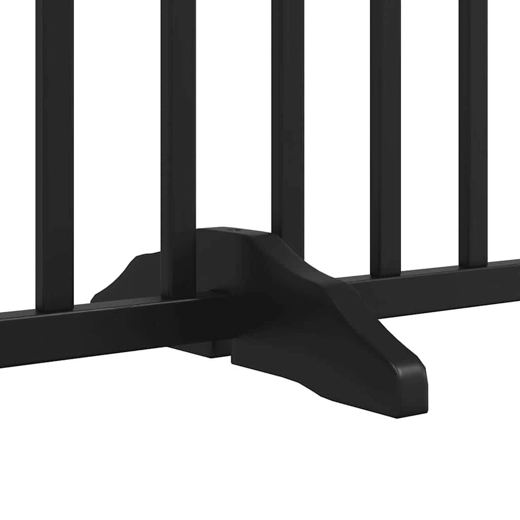 Dog Gate with Door Foldable 9 Panels Black 450 cm Poplar Wood