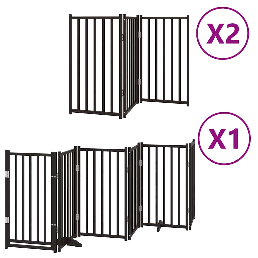 Dog Gate with Door Foldable 12 Panels Black 600 cm Poplar Wood