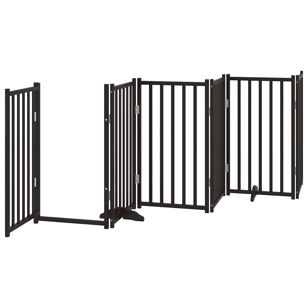 Dog Gate with Door Foldable 12 Panels Black 600 cm Poplar Wood