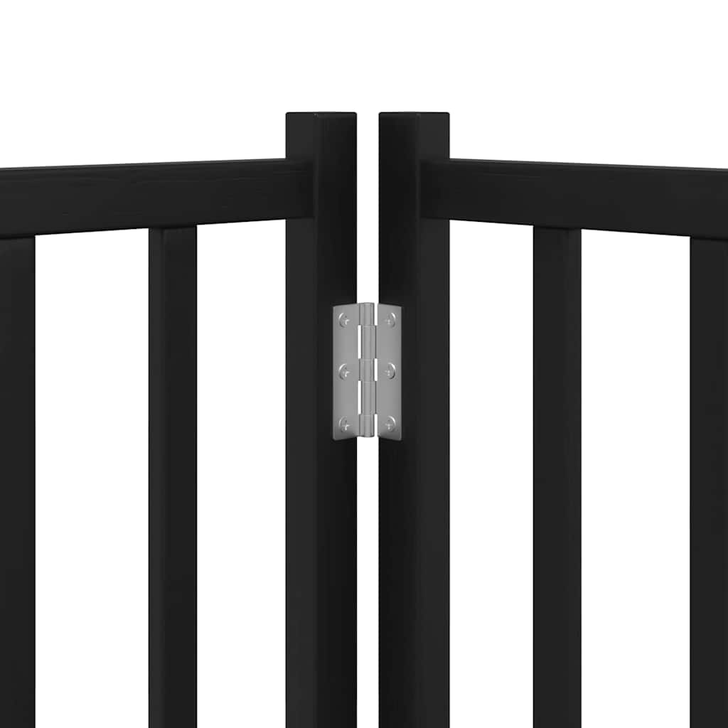 Dog Gate with Door Foldable 15 Panels Black 750 cm Poplar Wood